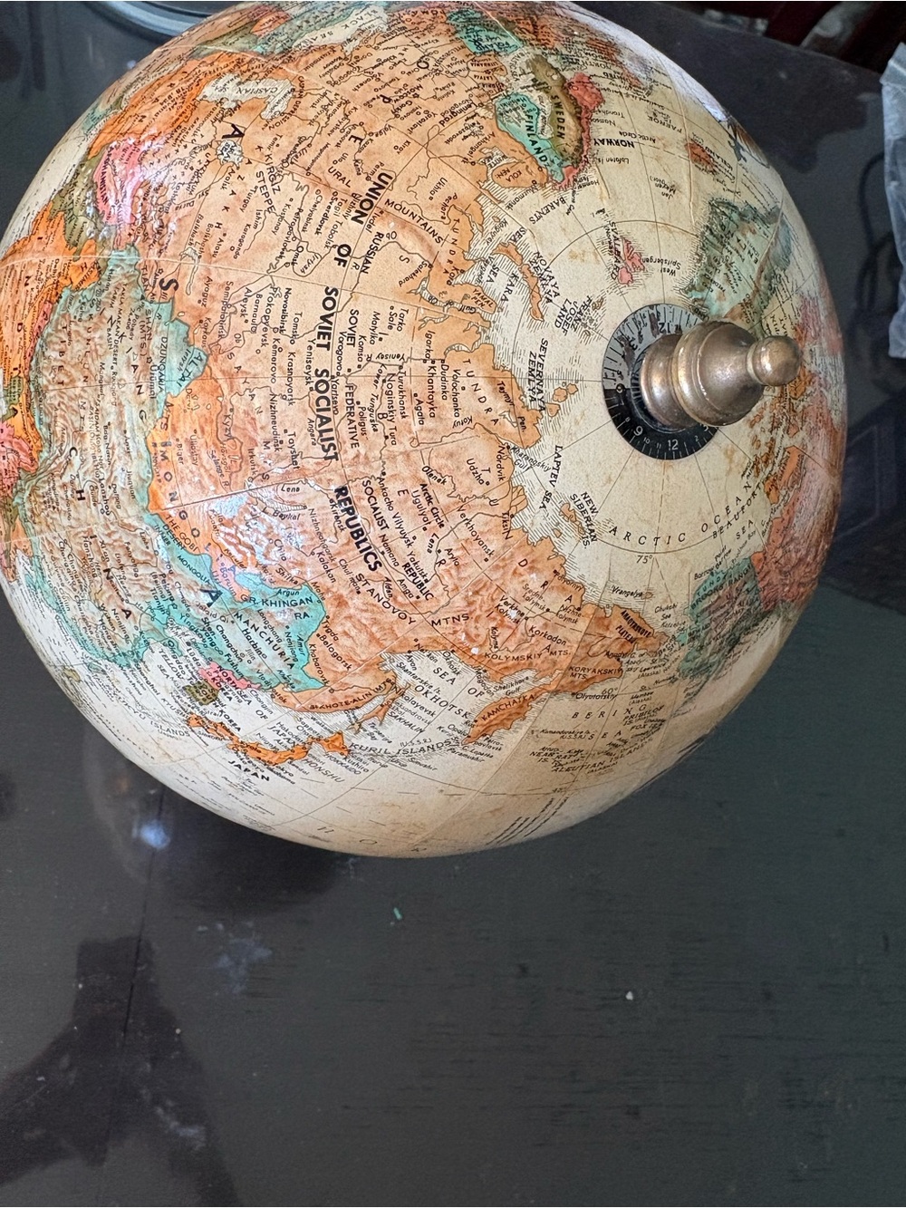 Vintage-Style Cream and Brown Decorative Globe - Home Accents - Picture 3 of 6